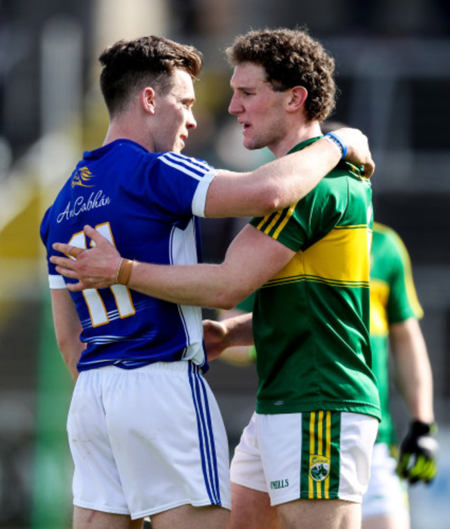 Tadgh Morley and Dara McVeety at the final whistle