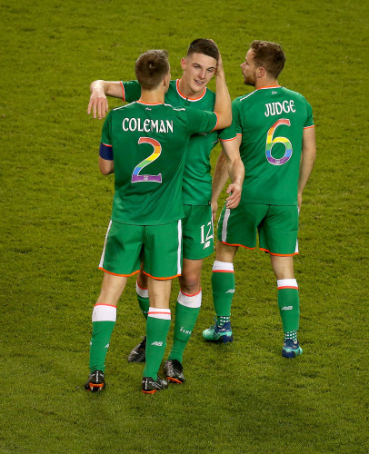 Declan Rice, Seamus Coleman and Alan Judge after the game