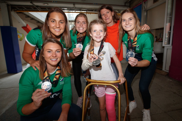 Deirdre Duke, Elena Tice, Katie Mullan and Emily Beatty with Millie OMahony and her mother Sharon
