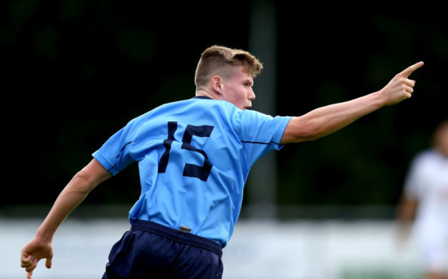 Ryan Swan celebrates scoring a goal