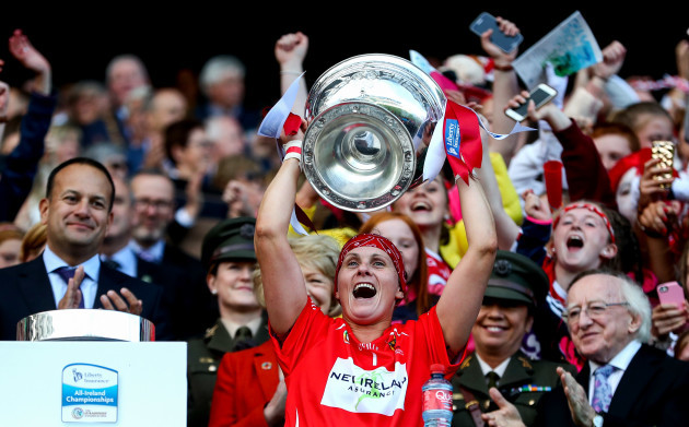 Aoife Murray lifts the O'Duffy Cup