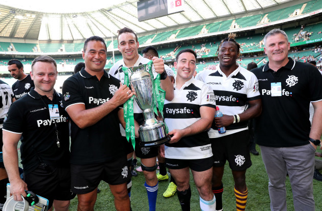 Barbarians Conor McPhillips Head Coach Pat Lam Connacht players  Ultan Dillane  Denis Buckley Niyi Adeolokun and Tim Allnutt with the Quilter Cup