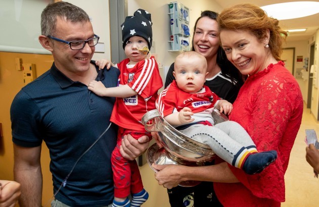 Niall and Mairead with Barra (2) and 8 month old Rua Buckley meet Aisling Thompson