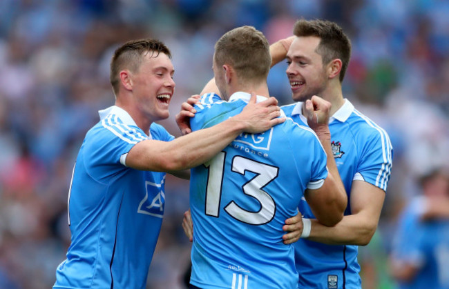 Con O'Callaghan, Paul Mannion and Dean Rock celebrate