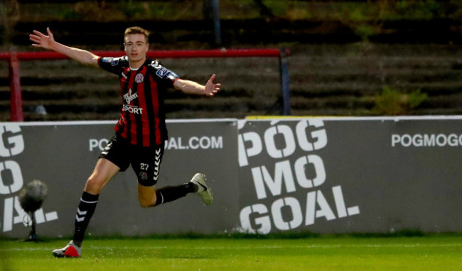 Daniel Kelly celebrates scoring his side's second goal