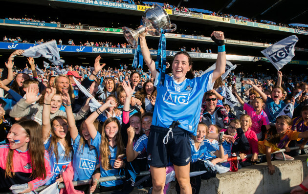 Lyndsey Davey celebrates with the trophy