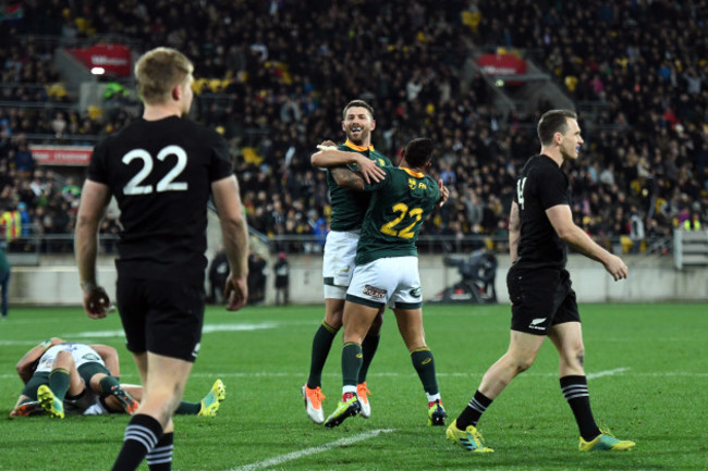 Willie le Roux celebrates at the final whistle