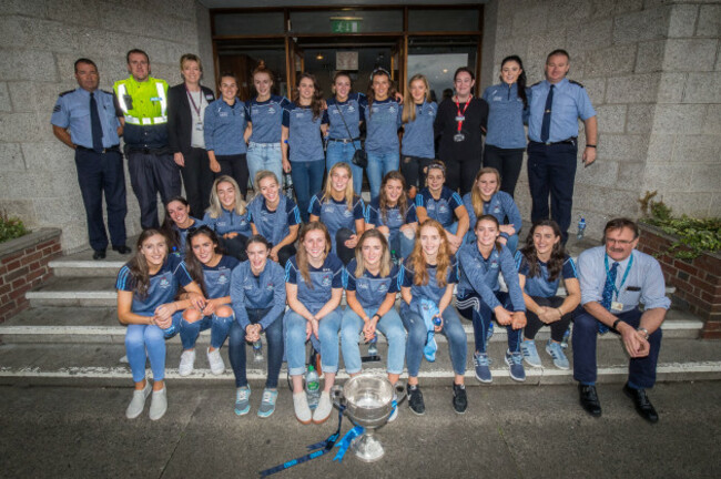 The Dublin team with members of staff outside Our Lady's Children's Hospital, Crumlin