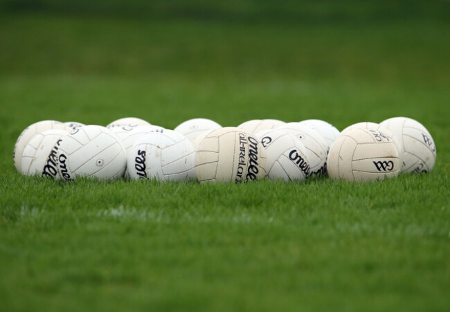 General view of Gaelic footballs