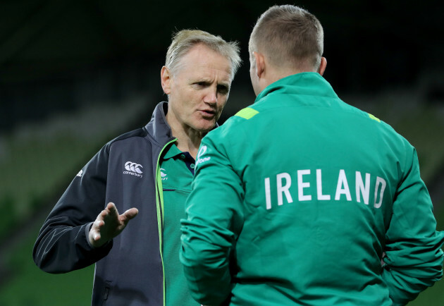 Joe Schmidt with Jordan Larmour