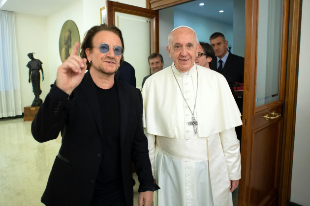 U2's Bono Vox meets pope Francis - Vatican