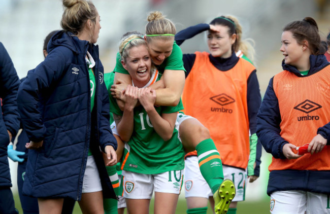 Denise O'Sullivan and Diane Caldwell celebrate