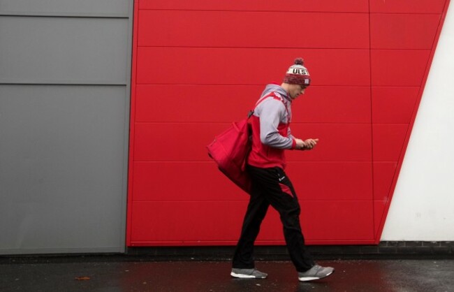 Andrew Trimble arrives
