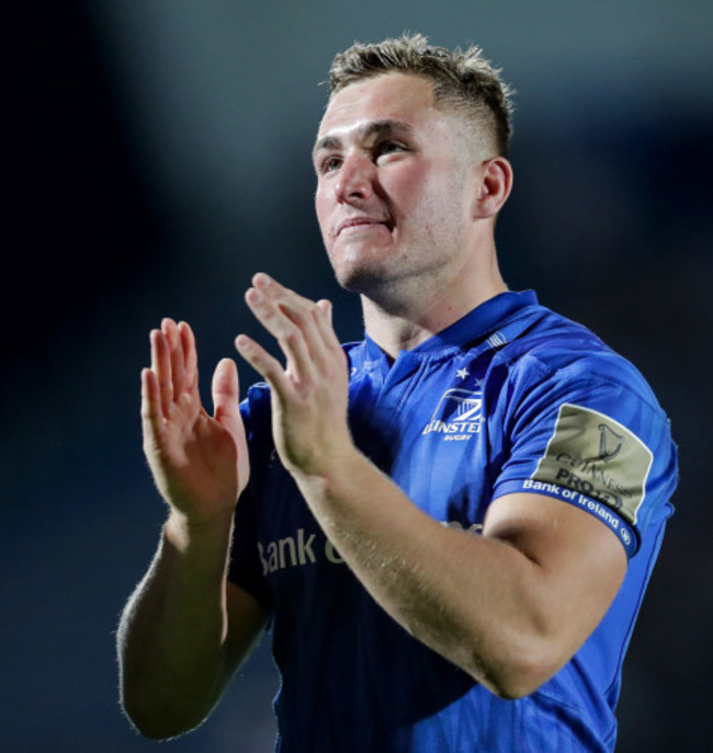 Jordan Larmour acknowledges the fans after the game