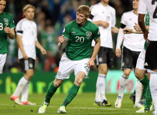 Andy Keogh celebrates his goal