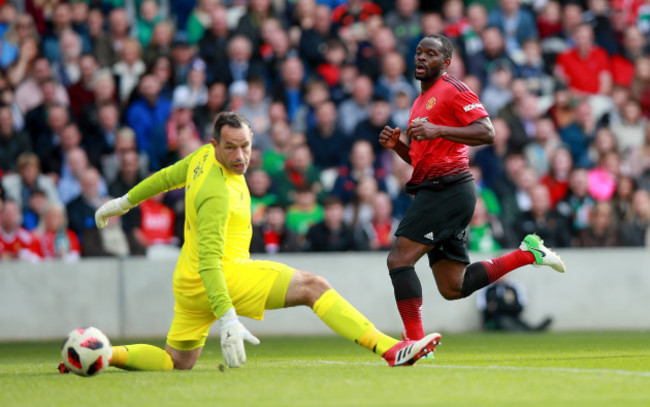 Louis Saha scores their second goal past goalkeeper David Forde