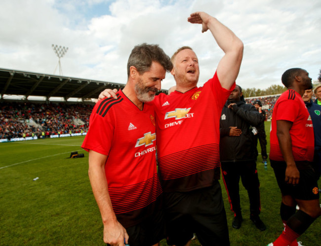 Roy Keane and David May after the game