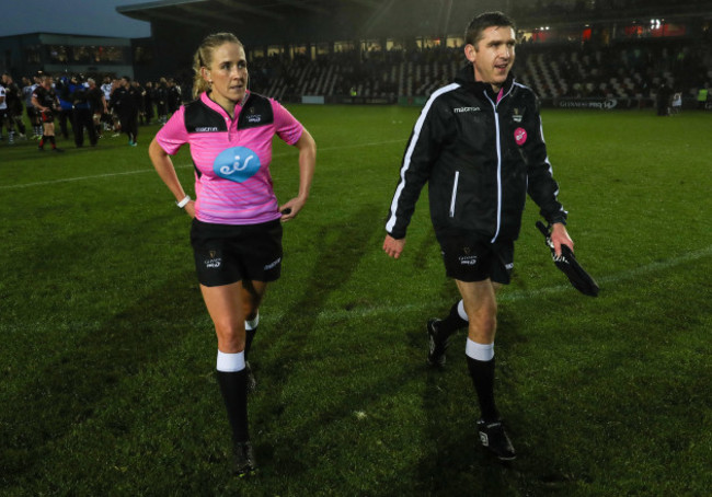 Referee Joy Neville with assistant referee George Clancy