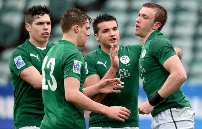 Ciaran Gaffney celebrates his try