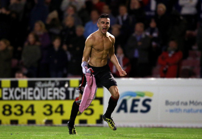 Neil Yadolahi celebrates scoring the equalizer in the last minute