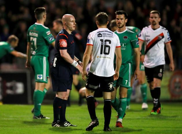 Keith Buckley Jimmy Keohane and Rob Rogers at the final whistle