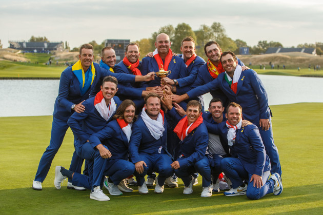 Team Europe celebrate winning the Ryder Cup