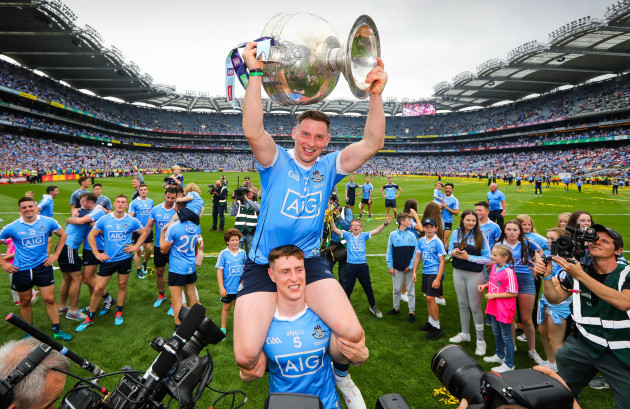 Philip McMahon and John Small celebrate with The Sam Maguire