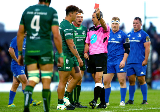 Dominic Robertson-McCoy is red carded by referee John Lacey