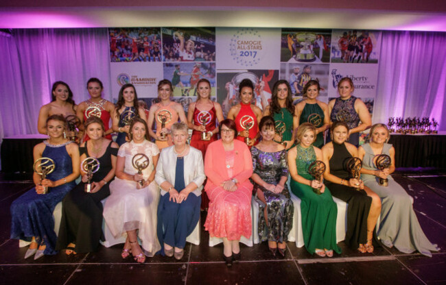 Soaring Stars Winners with Camogie Association CEO Joan O'Flynn, President of the Camogie Association Catherine Neary and Deirdre Ashe of Liberty Insurance