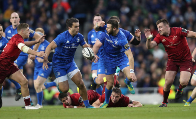 James Lowe and Robbie Henshaw chasing the ball