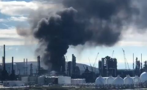 fire refinery canada oil rip explosion largest through julia wright cbc via source twitter