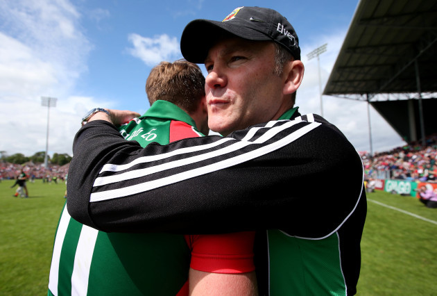James Horan with Aidan O'Shea at the end of the game