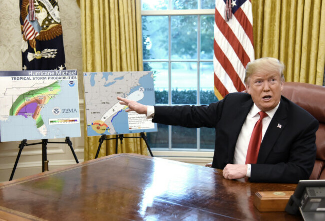 President Trump participates in a briefing on Hurricane Michael - DC