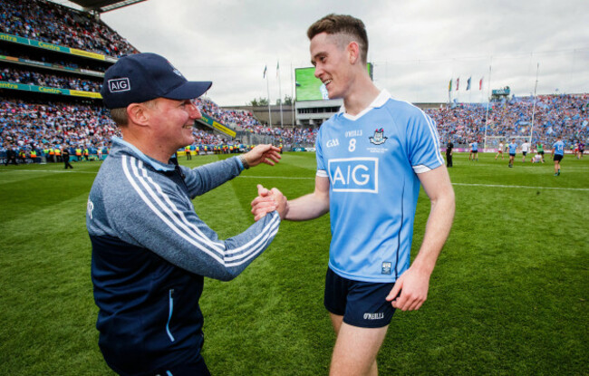 Jim Gavin celebrates with Brian Fenton