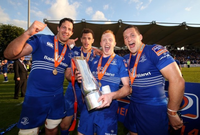 Mike McCarthy, Zane Kirchner, Darragh Fanning and Jimmy Gopperth celebrate winning