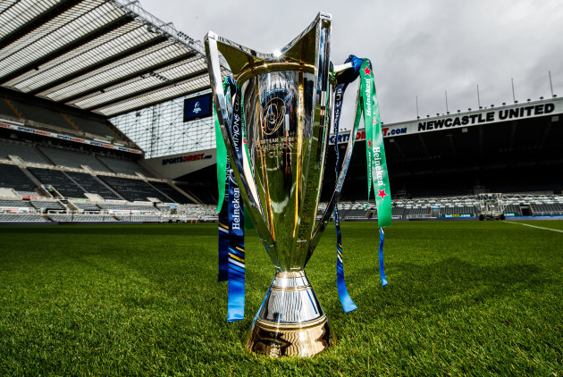 A view of the Heineken Champions Cup trophy