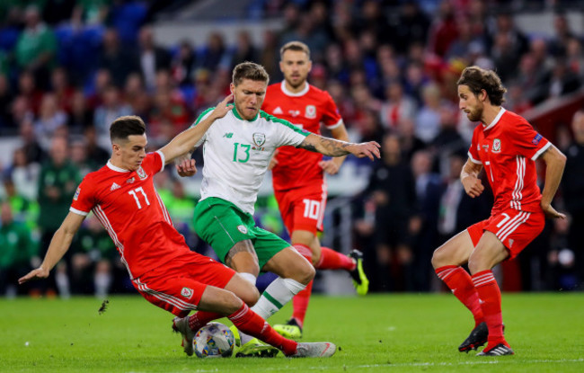 Jeff Hendrick with Tom Lawrence and Joe Allen.