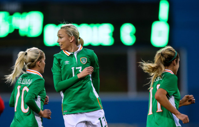 Stephanie Roche celebrates scoring a goal