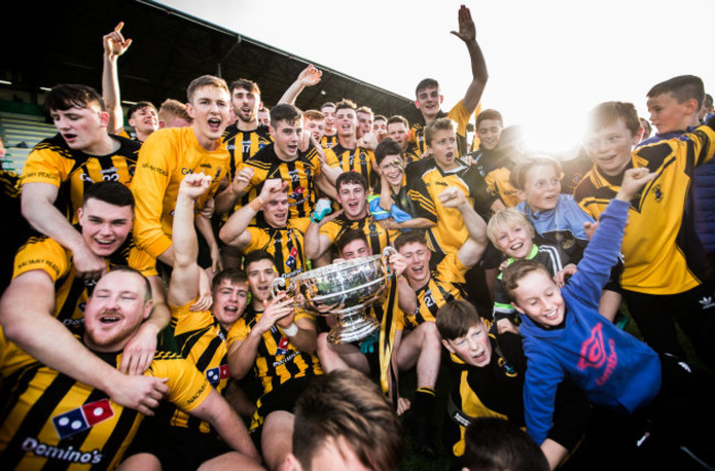 Dunboyne celebrate after the game with the trophy