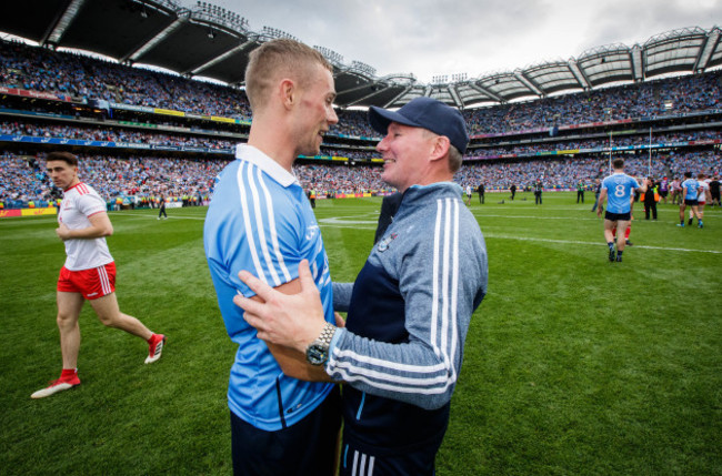 Jim Gavin celebrates with Paul Mannion