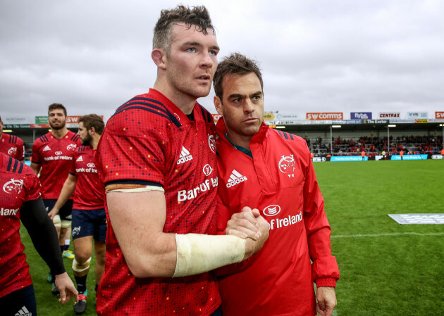 Johann van Graan and Peter O'Mahony after the game