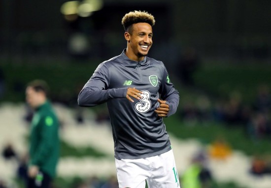 Callum Robinson during the warm up