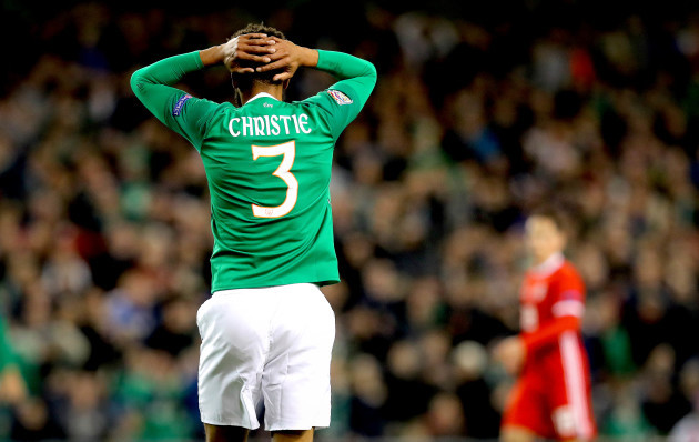 Cyrus Christie reacts to a missed chance