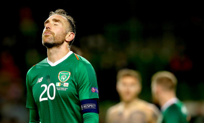 Richard Keogh dejected after the game