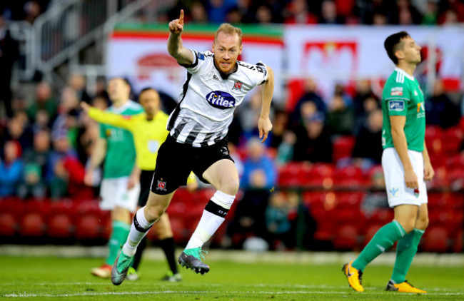 Chris Shields celebrates scoring