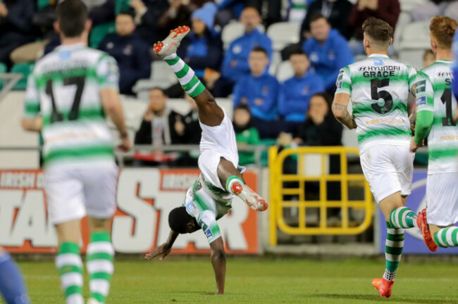 Dan Carr celebrates scoring a goal