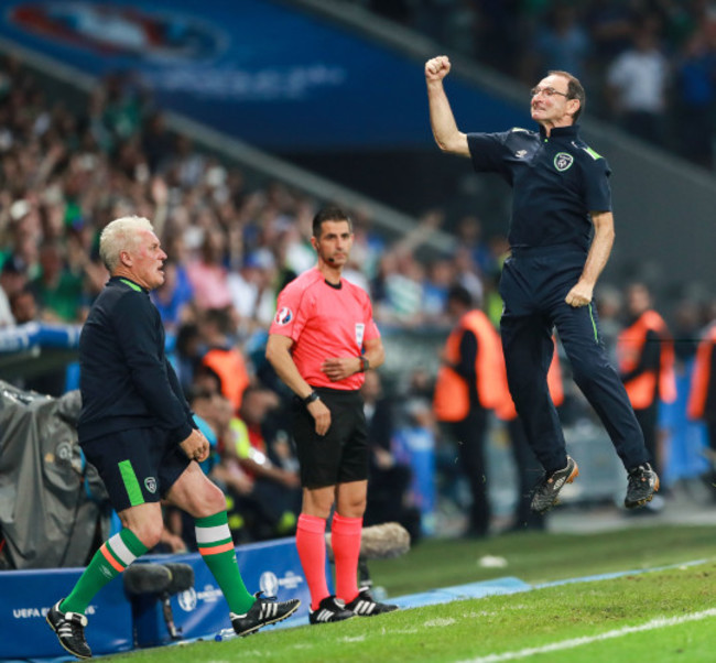 Martin O'Neill celebrates at the final whistle