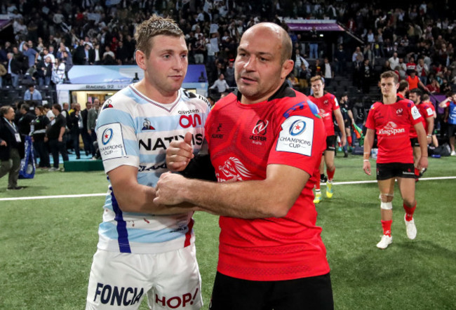 Finn Russell with Rory Best after the game