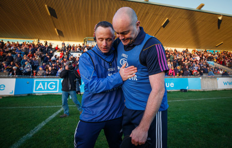 Joe Fortune embraces Anthony Daly after a draw