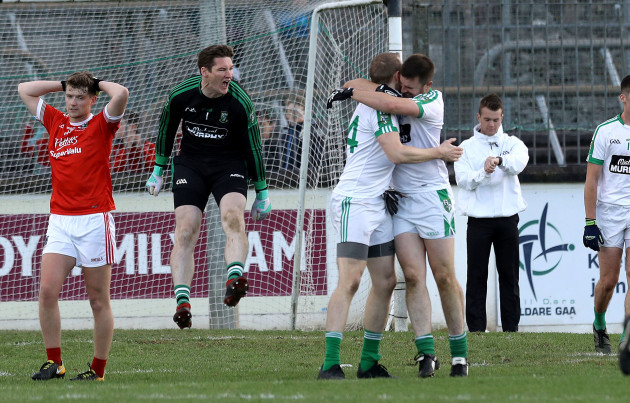 Moorefield players celebrate at the final whistle